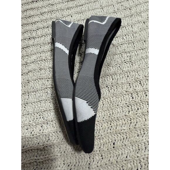 Skechers Aztec Pointed Toe Ballet Flats 48487 Womens 11 Black White Memory Foam - Picture 5 of 8